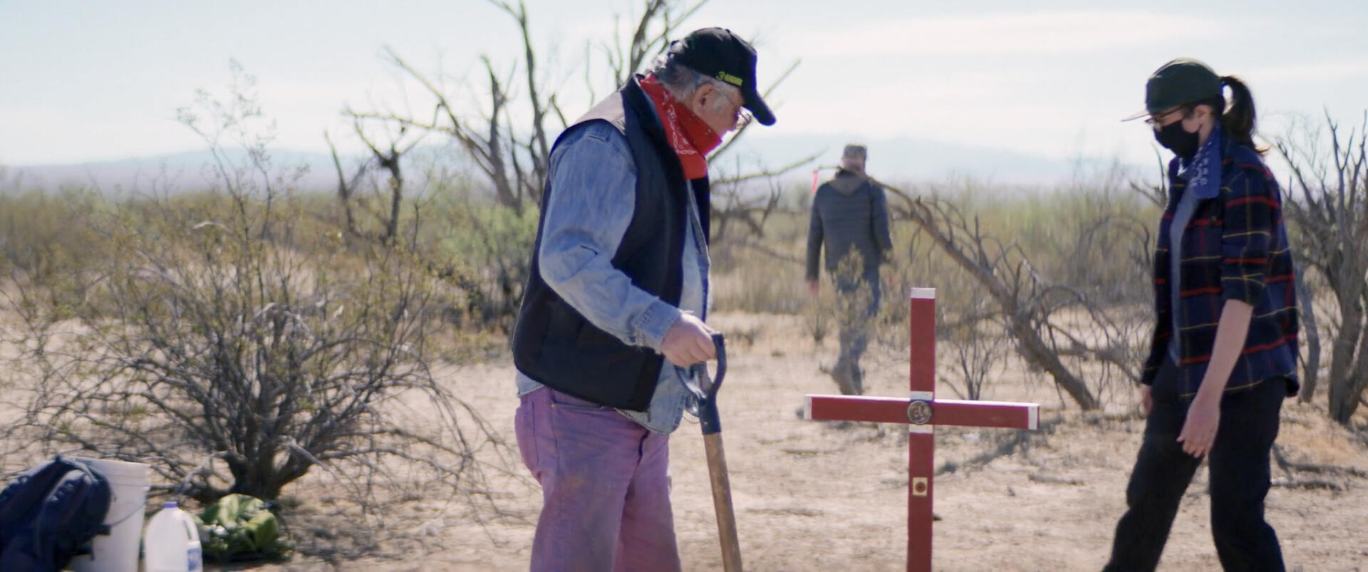 Alvaro placing a memorial for Jovita
